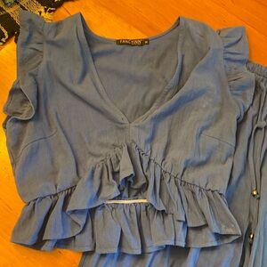 Two piece linen pants and top